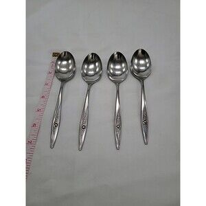 (4) Oneidacraft Deluxe Lasting Rose Stainless Steel Soup Serving ? Spoons